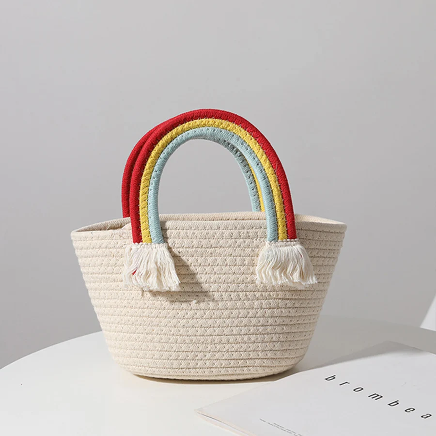Summer Handmade Bags for Women Holiday Weaving Ladies Straw Bag Rainbow Portable Beach Casual Tote Holiday Top Handle Handbags
Summer Handmade Bags for Women Holiday Weaving Ladies Straw Bag Rainbow Portable Beach Casual Tote Holiday Top Handle Handbags