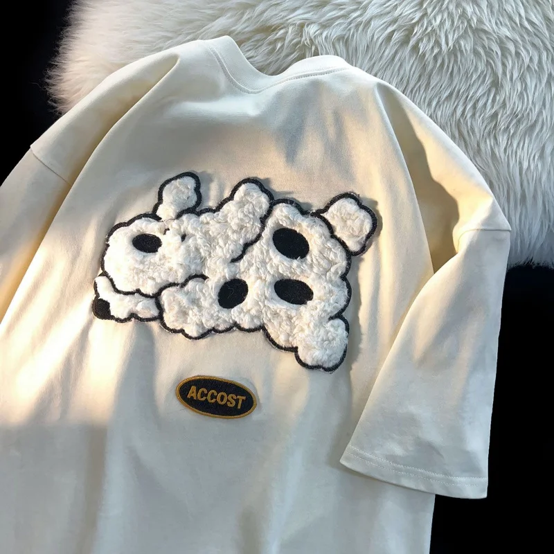 Cartton Flocking T-shirt American Preppy Puppy Short Sleeve Men Women's Summer Versatile Kawaii Lamb Y2k Top
Cartton Flocking T-shirt American Preppy Puppy Short Sleeve Men Women's Summer Versatile Kawaii Lamb Y2k Top