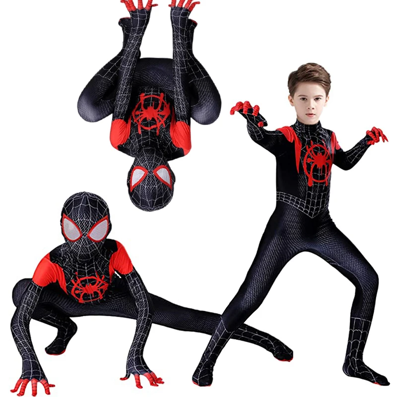 

Костюм Человека-паука Майлс Моралес для косплея Zentai боди Аниме костюм супергероя комбинезон для детей спандекс для Хэллоуина Косплей