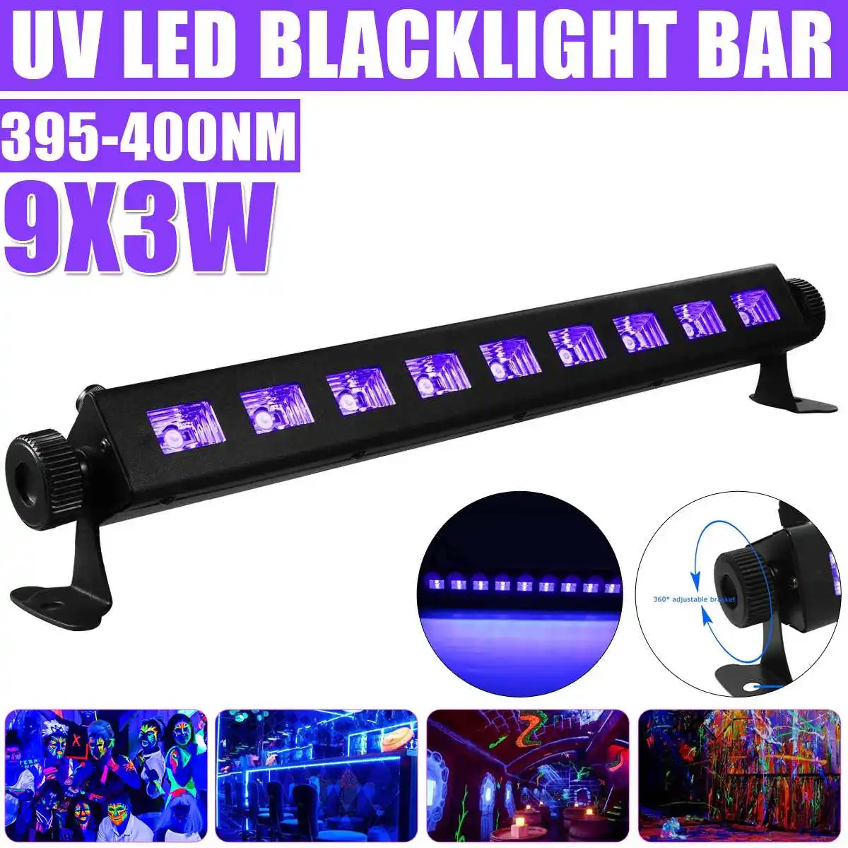 9 LED Black UV Light black 27W Bar Glow In The Dark Party Supplies for Christmas Blacklight Party Birthday Wedding Stage Lights 
9 LED Black UV Light black 27W Bar Glow In The Dark Party Supplies for Christmas Blacklight Party Birthday Wedding Stage Lights