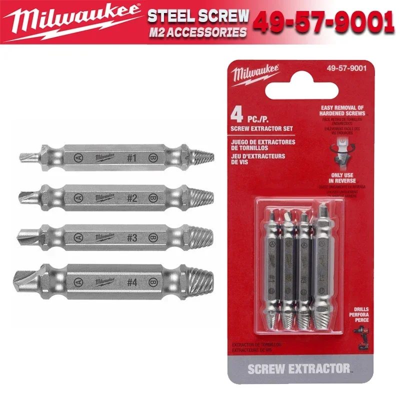 Milwaukee набор извлечений стальных винтов M2 4 шт. 
Milwaukee набор извлечений стальных винтов M2 4 шт.