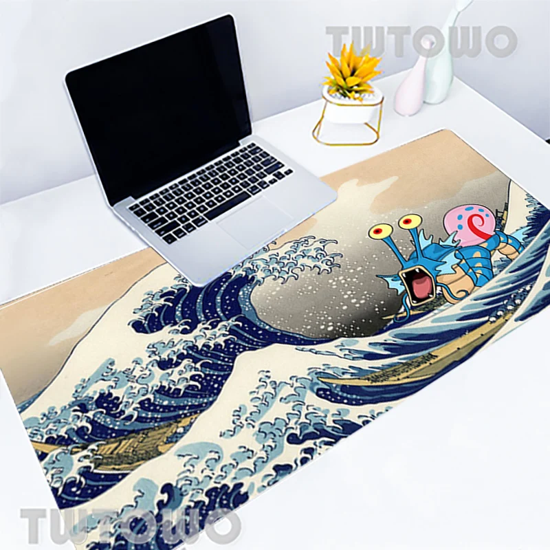 

Новый Коврик для мыши в японском стиле с изображением волн, мультяшный милый аниме Натуральный каучук, противоскользящий домашний коврик для ноутбука, Настольный коврик для мыши