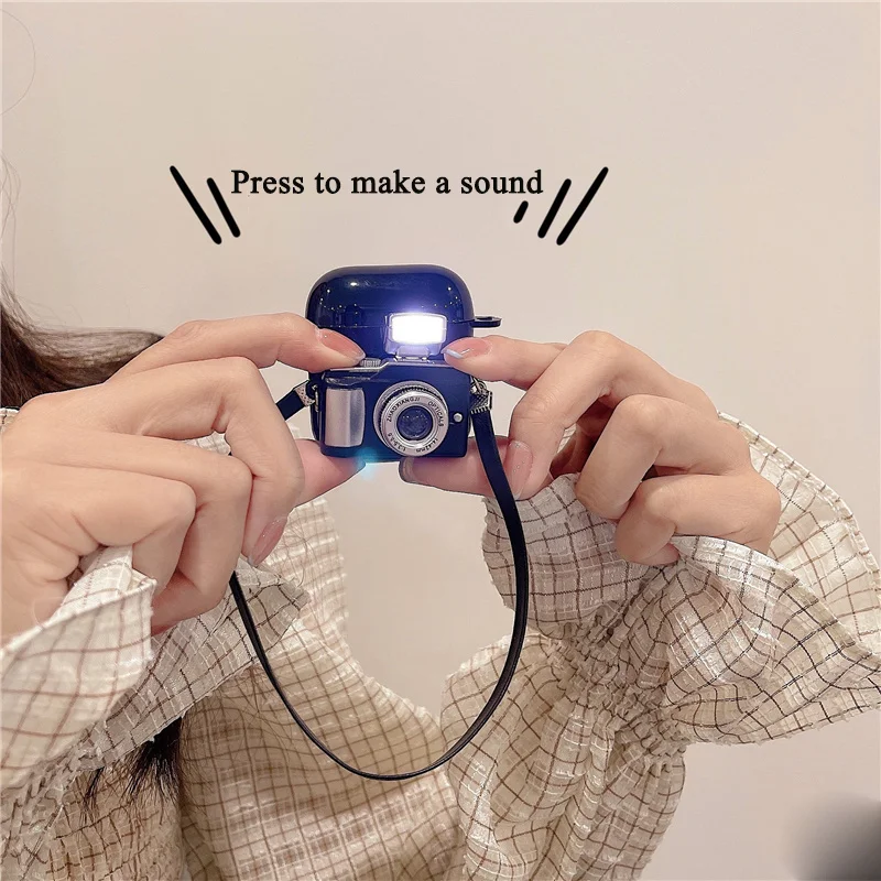 INS Korea Stylish 3D Camera Can Light Up Earphone Case For Airpods 3 Pro 1 2 Anti-lost Bracelet Glossy Protective Soft Cover
INS Korea Stylish 3D Camera Can Light Up Earphone Case For Airpods 3 Pro 1 2 Anti-lost Bracelet Glossy Protective Soft Cover