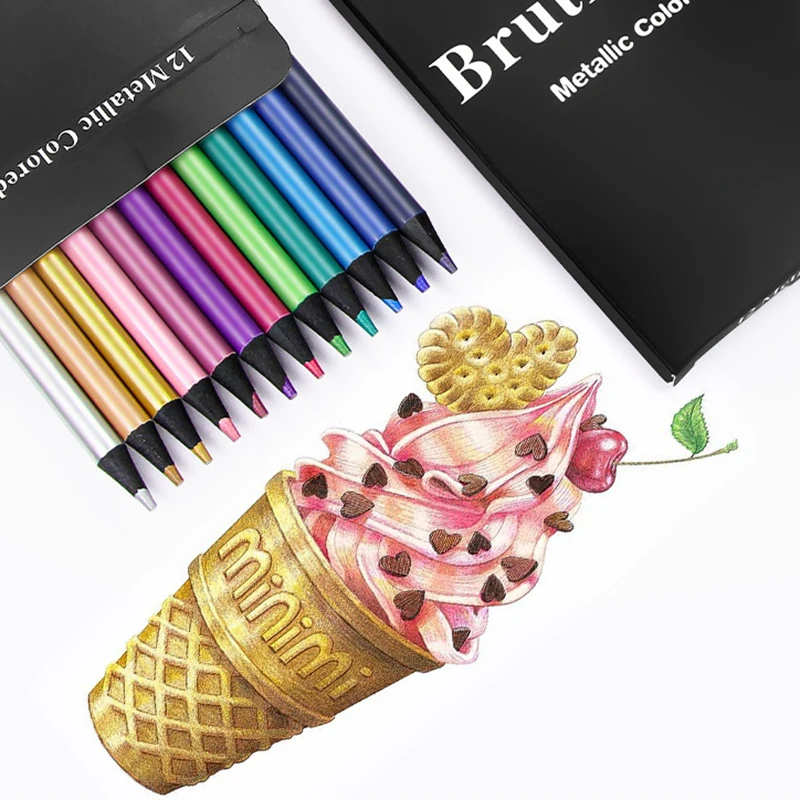 Kit 12 Pieces Oil Metallic Colored Pencil for Drawing
Kit 12 Pieces Oil Metallic Colored Pencil for Drawing