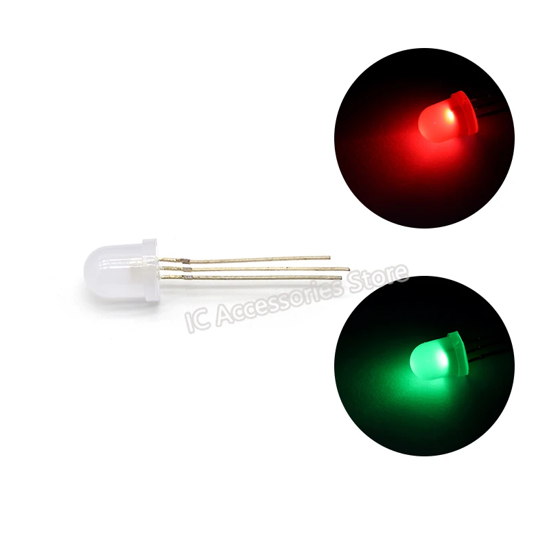 50pcs 8mm red emerald green two-color light-emitting diode common cathode fog red emerald green frosted LED indicator 
50pcs 8mm red emerald green two-color light-emitting diode common cathode fog red emerald green frosted LED indicator