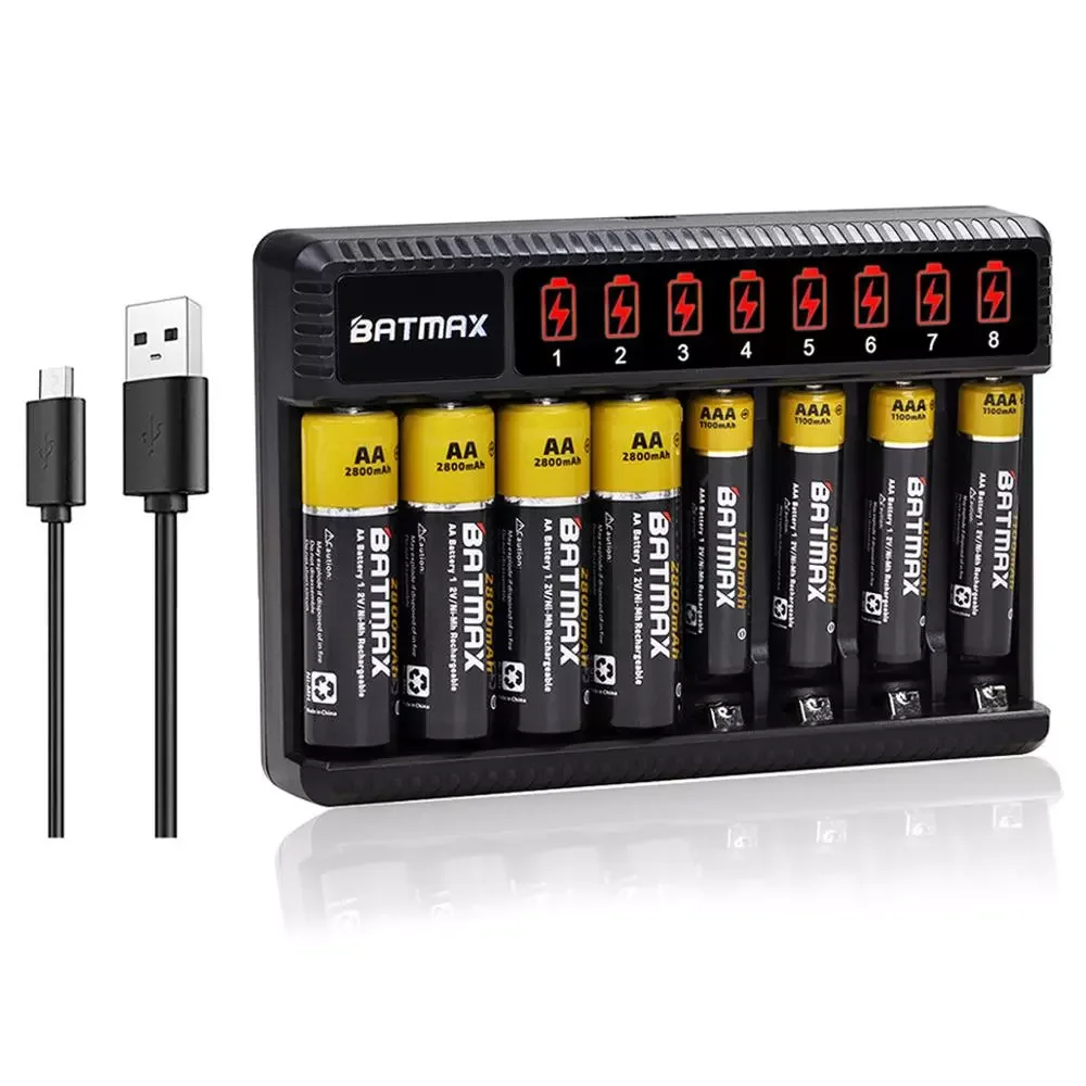 NEW 1.2v NIMH AA Battery AA AAA Rechargeable Battery + 8-Slots Charger for Flashlights, Remote Controls, Toys Battery
NEW 1.2v NIMH AA Battery AA AAA Rechargeable Battery + 8-Slots Charger for Flashlights, Remote Controls, Toys Battery