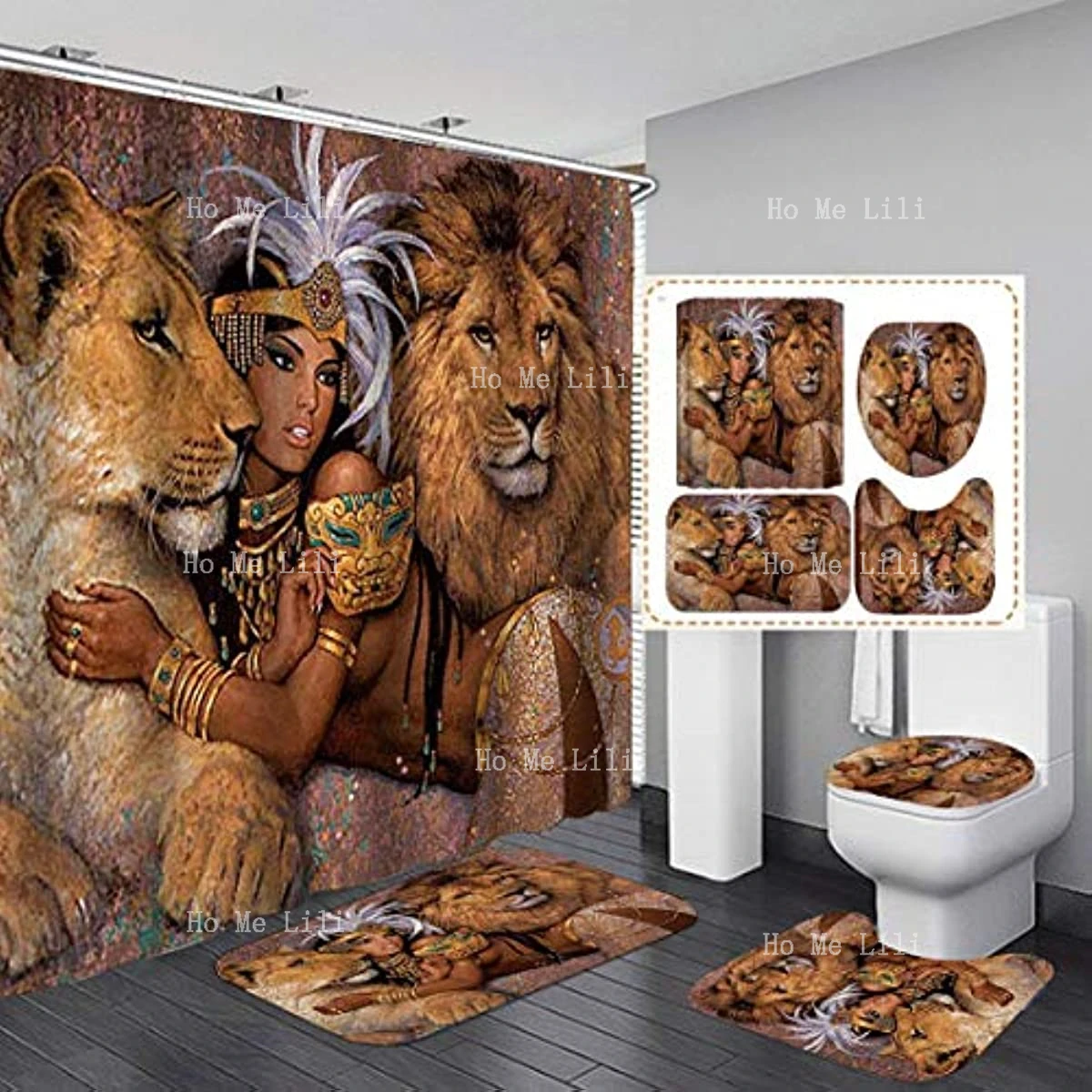 Lion African Woman Shower Curtain Polyester Cloth Fabric Bath Waterproof Bathtub Bathroom Rugs Bath Mat Egyptian Lady Decor
Lion African Woman Shower Curtain Polyester Cloth Fabric Bath Waterproof Bathtub Bathroom Rugs Bath Mat Egyptian Lady Decor