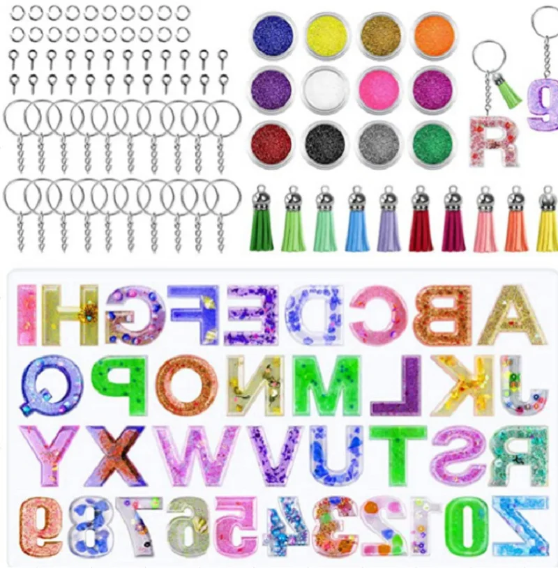 New DIY Crystal Drop Glue Letter Silica Gel Mold Multiple Sets Combination Epoxy Resin Key Pendant Tool Set Jewelry Accessories
New DIY Crystal Drop Glue Letter Silica Gel Mold Multiple Sets Combination Epoxy Resin Key Pendant Tool Set Jewelry Accessories
