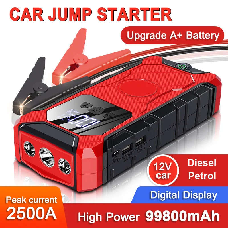 Portable Car Jump Starter Battery Booster Power Bank for Cars Charging Starting Systems A+ High Quality Battery Starting Device
Portable Car Jump Starter Battery Booster Power Bank for Cars Charging Starting Systems A+ High Quality Battery Starting Device
