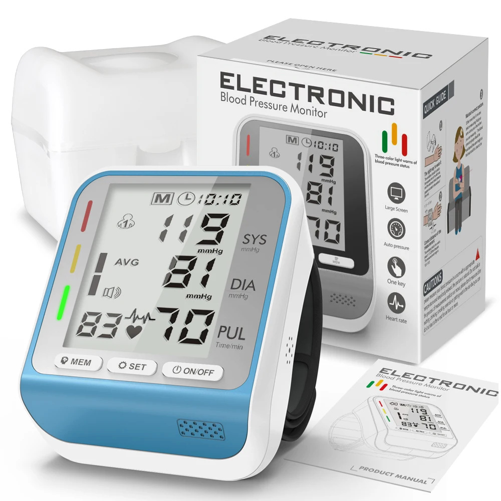 Automatic Wrist Blood Pressure Monitor Irregular Heartbeat Detector & 99 Readings Memory Function & Large Display
Automatic Wrist Blood Pressure Monitor Irregular Heartbeat Detector & 99 Readings Memory Function & Large Display