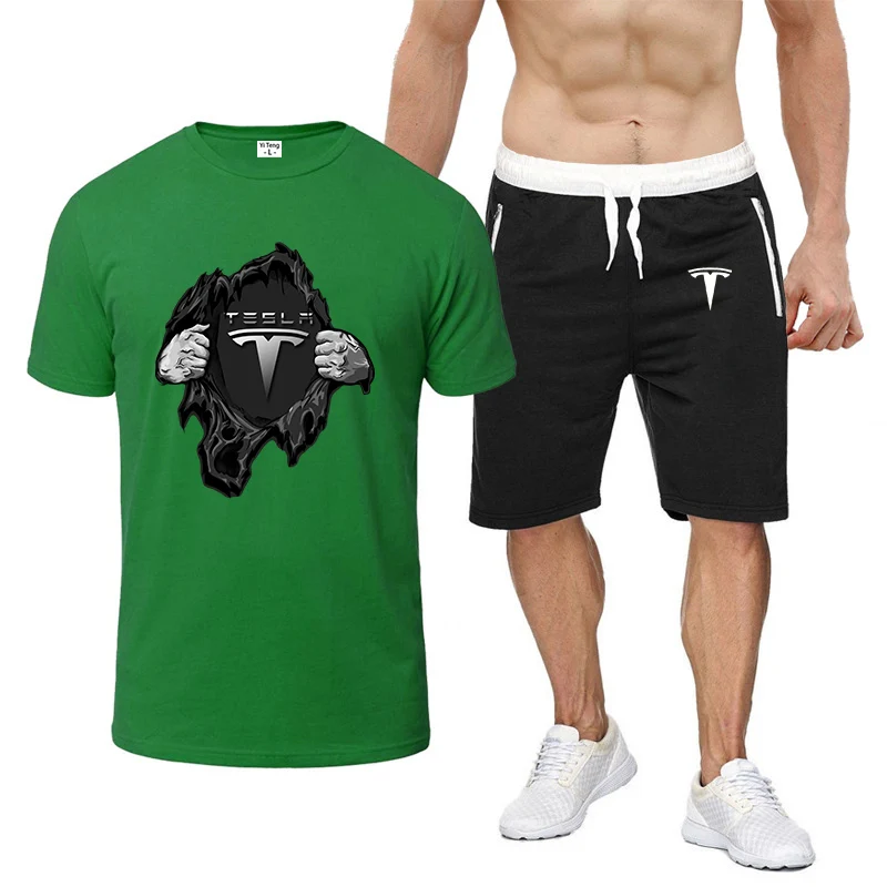 2023 New Men's Tesla Printing Fashion Summer Short-Sleeved Cotton Solid Round Collar Leisure T-Shirts Sports Pants 2-Piece Set
2023 New Men's Tesla Printing Fashion Summer Short-Sleeved Cotton Solid Round Collar Leisure T-Shirts Sports Pants 2-Piece Set