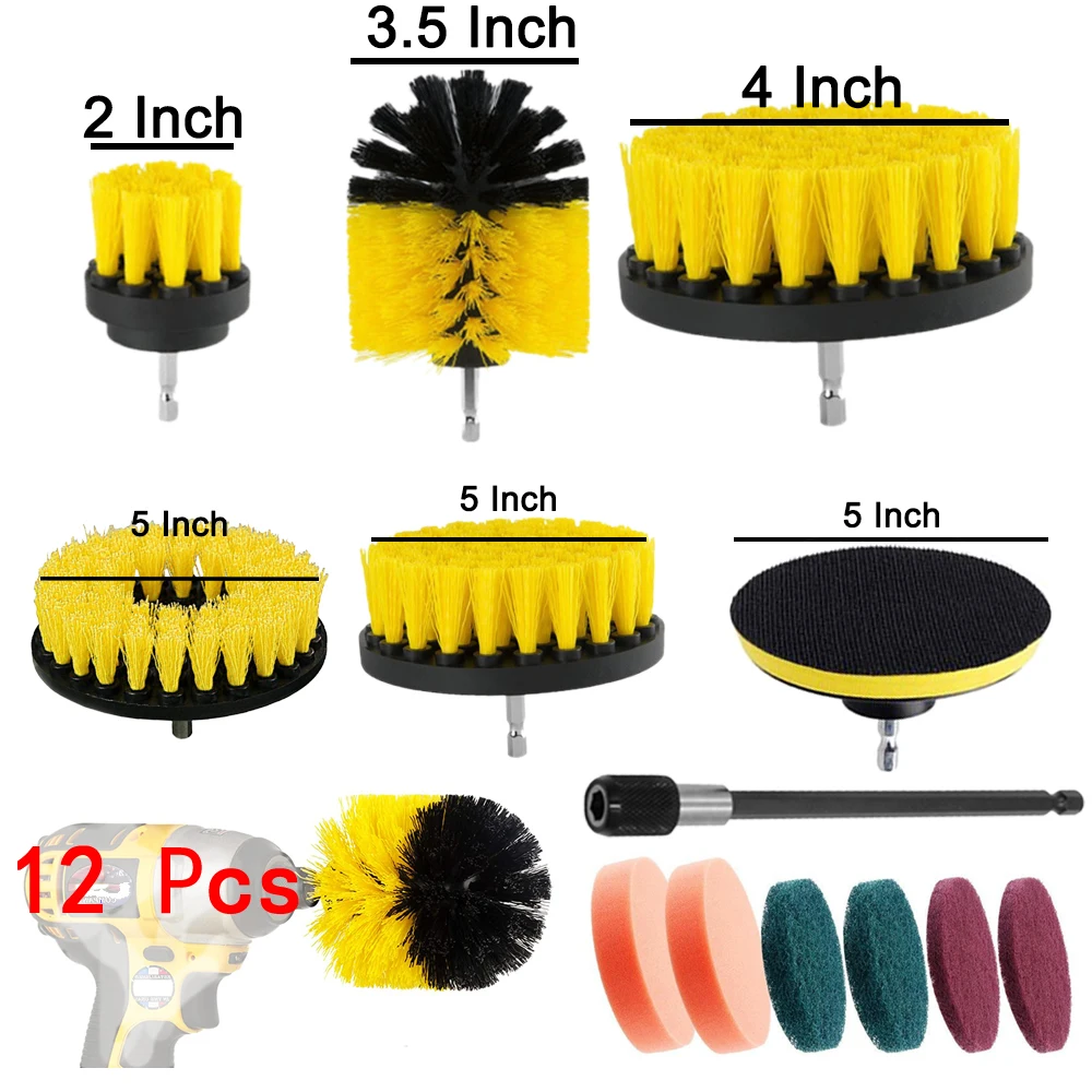 Electric Drill Brush Kit All Purpose Cleaner Auto Tires Cleaning Tools Bathroom Kitchen Scrubber Brushes with Extender
Electric Drill Brush Kit All Purpose Cleaner Auto Tires Cleaning Tools Bathroom Kitchen Scrubber Brushes with Extender