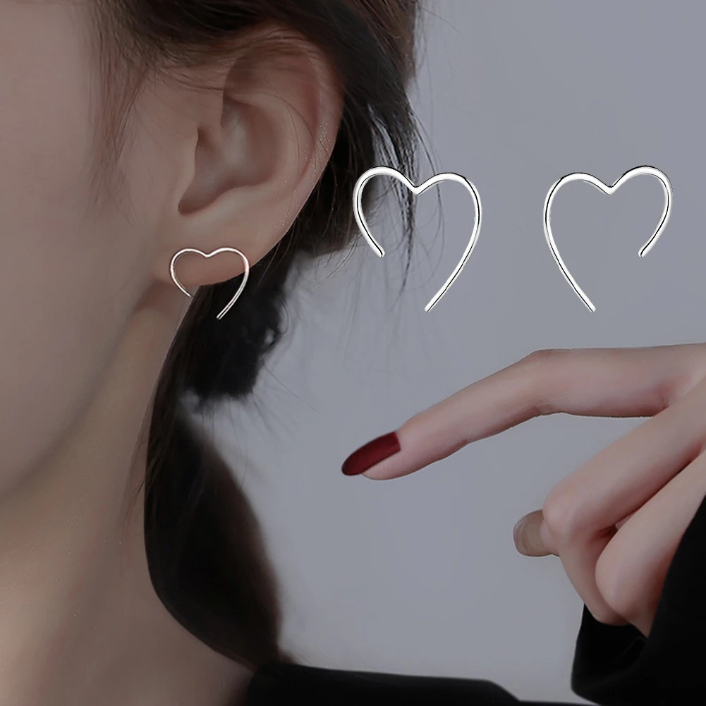 Simple Silver Color Earrings Two Colors Love Heart Hoop Earrings For Women Fashion Jewelry Gift
Simple Silver Color Earrings Two Colors Love Heart Hoop Earrings For Women Fashion Jewelry Gift