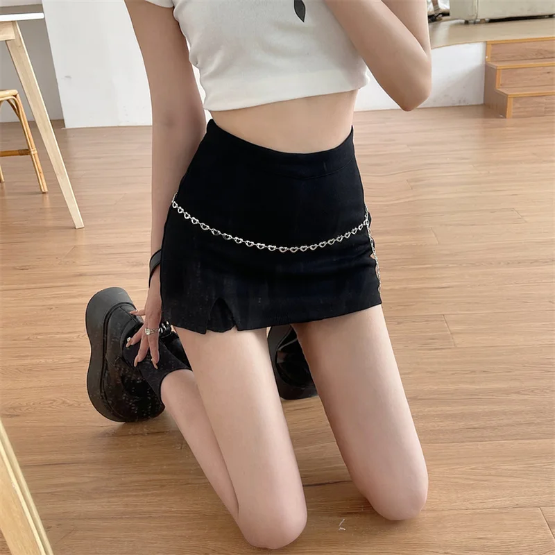 Black Skirt Women's Clothing 2022 New Summer Sexy Mini Skirt High Waist and Thin A-line Skirt Bag Hip Chain Hot Girl Short Skirt 
Black Skirt Women's Clothing 2022 New Summer Sexy Mini Skirt High Waist and Thin A-line Skirt Bag Hip Chain Hot Girl Short Skirt