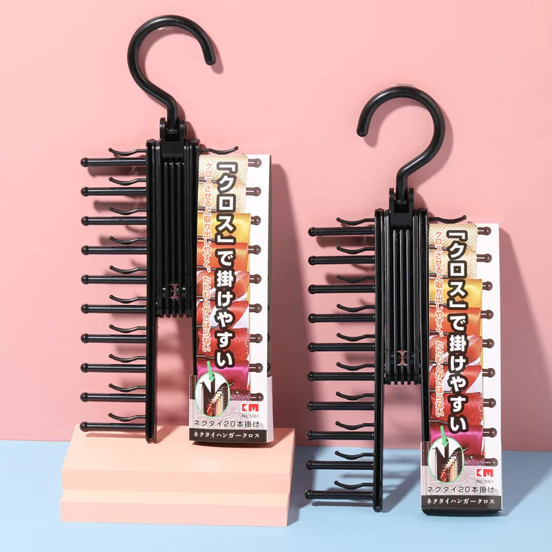 Japanese goods 20 rows tie rack plastic silk scarf rack black baby hanger Tie storage hangers 
Japanese goods 20 rows tie rack plastic silk scarf rack black baby hanger Tie storage hangers