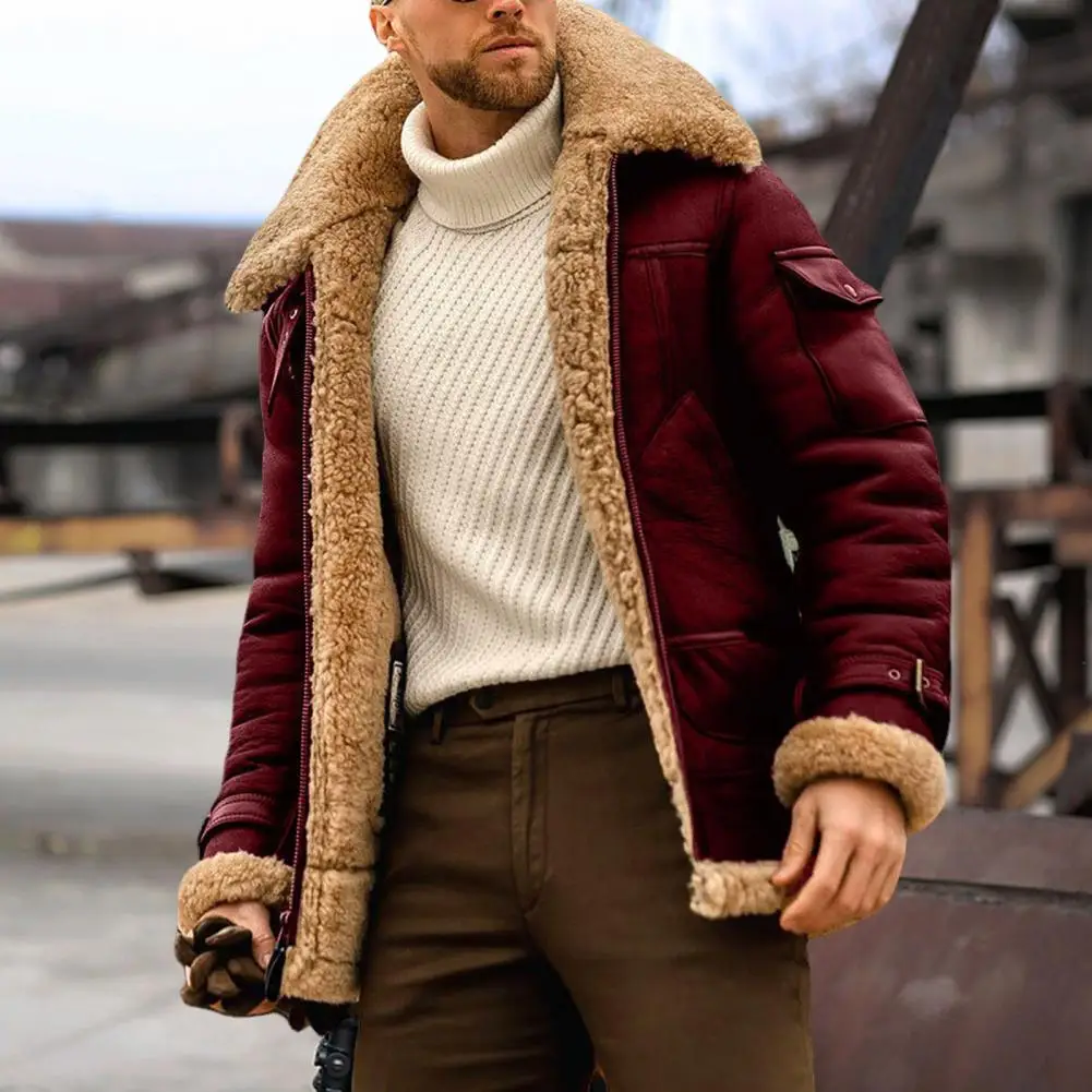 Men Jacket Contrast Color Patchwork Plush Lining Turndown Collar Zipper Coldproof Winter Faux Fur Outerwear Streetwear
Men Jacket Contrast Color Patchwork Plush Lining Turndown Collar Zipper Coldproof Winter Faux Fur Outerwear Streetwear