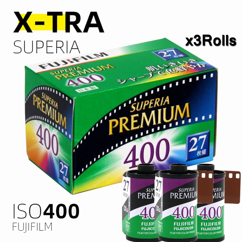 

3Rolls Fujifilm Superia Premium X-TRA 400 Color 35mm Film 27Exposure/Roll For 135 Format Camera - Expiry Date:2024