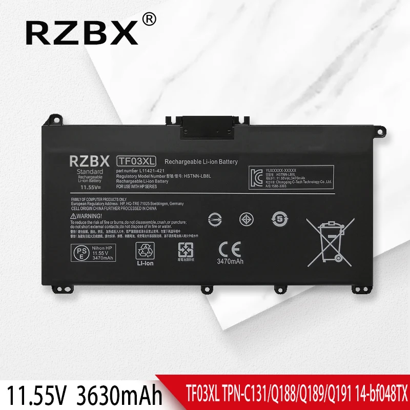 Аккумулятор RZBX TF03XL TF03 для ноутбука HP Pavilion 15-CC 14-bf033TX 14-bf108TX 14-bf008TU HSTNN-UB7J Q190 Q191
Аккумулятор RZBX TF03XL TF03 для ноутбука HP Pavilion 15-CC 14-bf033TX 14-bf108TX 14-bf008TU HSTNN-UB7J Q190 Q191