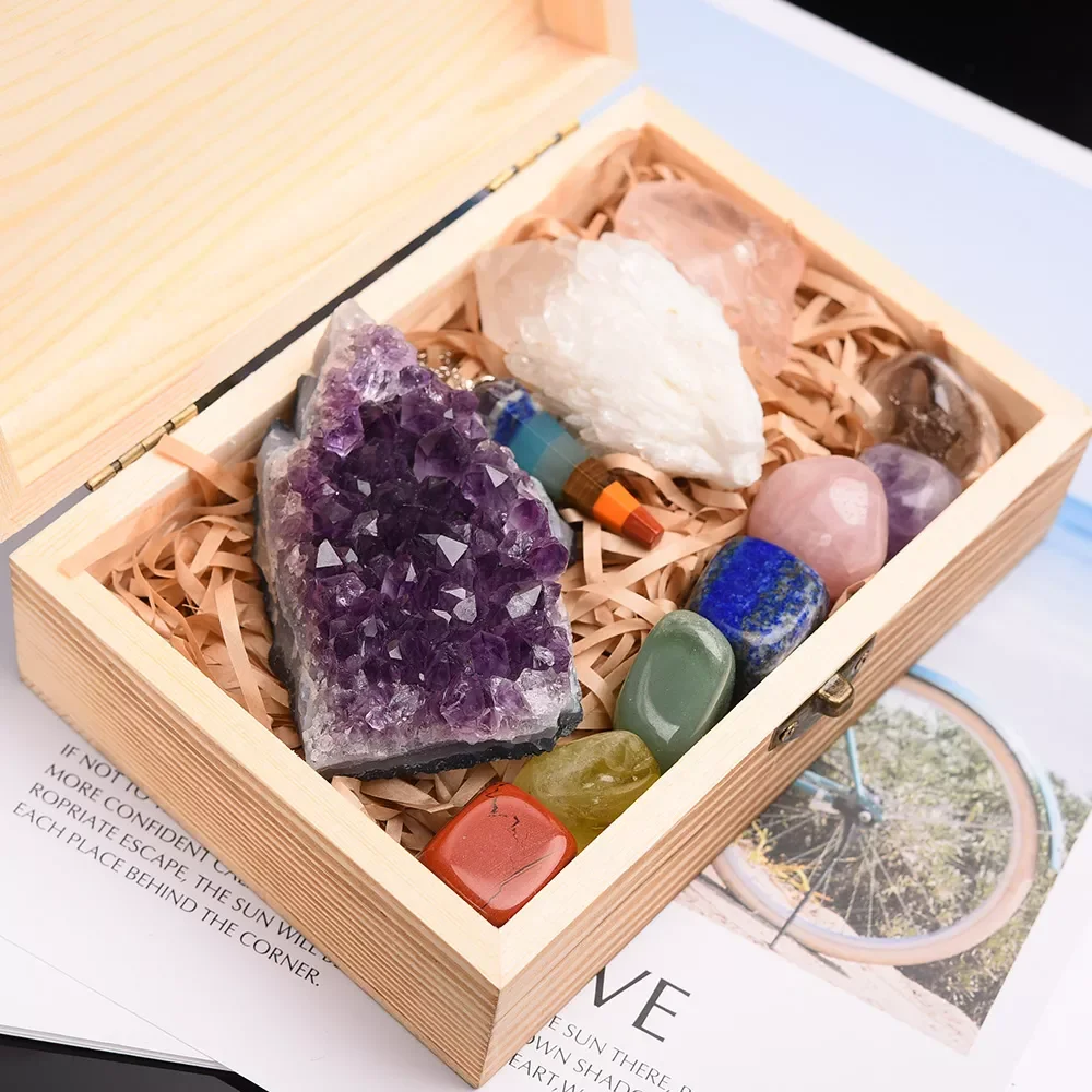 11pc Natural Amethyst Cluster Quartz Crystal Mineral Specimen Healing Stones Rough Ore Seven chakras therapy stone wooden gift
11pc Natural Amethyst Cluster Quartz Crystal Mineral Specimen Healing Stones Rough Ore Seven chakras therapy stone wooden gift