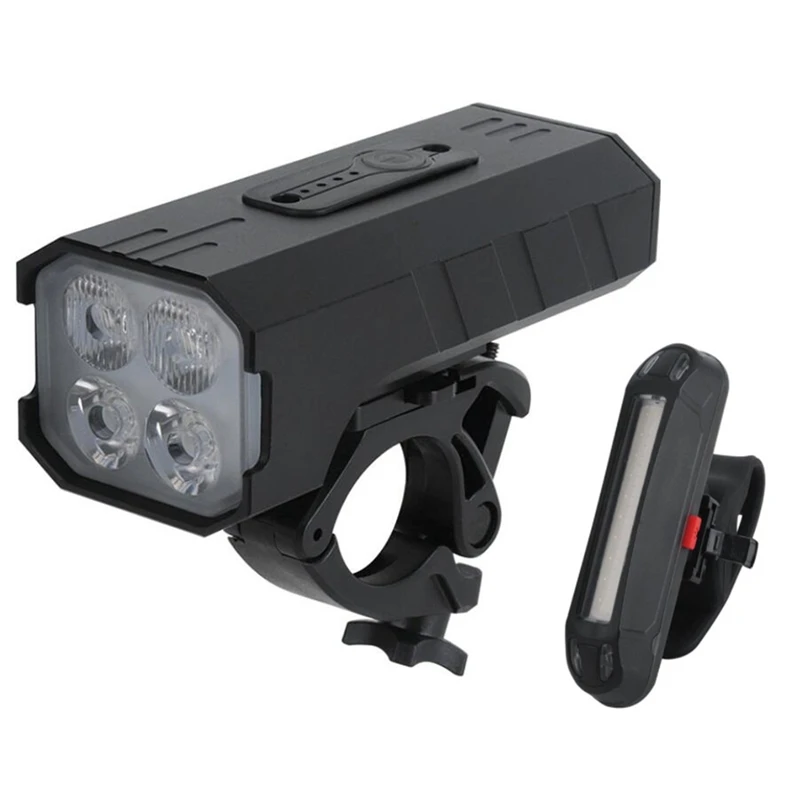 Bike Lights Front&Back,Bicycle Lights 4 LED 5200 MAh Waterproof Cycle Lights 7 Mode Cycle Lights,for Road Mountain Bikes
Bike Lights Front&Back,Bicycle Lights 4 LED 5200 MAh Waterproof Cycle Lights 7 Mode Cycle Lights,for Road Mountain Bikes