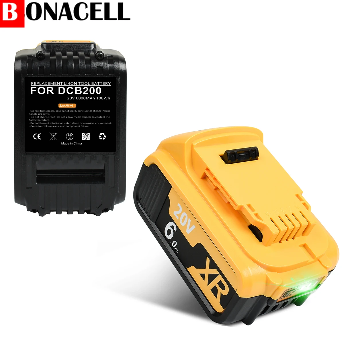 

20V 6.0Ah DCB205 for dewalt battery Replacement Li-ion Battery DCB200 DCB201 DCB203 DCB204 DCB205 DCB206 DCB207 Cordless Power