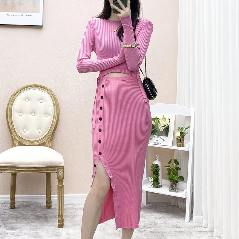 Runway Designers Autumn Dress Women 2022 Sweet O-neck Long Sleeve Knitted Sweater Dresses Hollow Out Vestidos De Mujer Casual
Runway Designers Autumn Dress Women 2022 Sweet O-neck Long Sleeve Knitted Sweater Dresses Hollow Out Vestidos De Mujer Casual