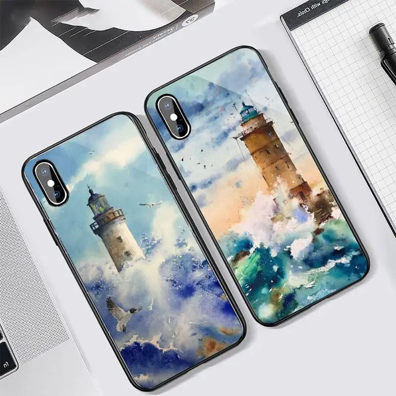 Hand Painted Lighthouse painting Phone Case Tempered glass For iphone 6 7 8 plus X XS XR 11 12 13 PRO MAX mini
Hand Painted Lighthouse painting Phone Case Tempered glass For iphone 6 7 8 plus X XS XR 11 12 13 PRO MAX mini