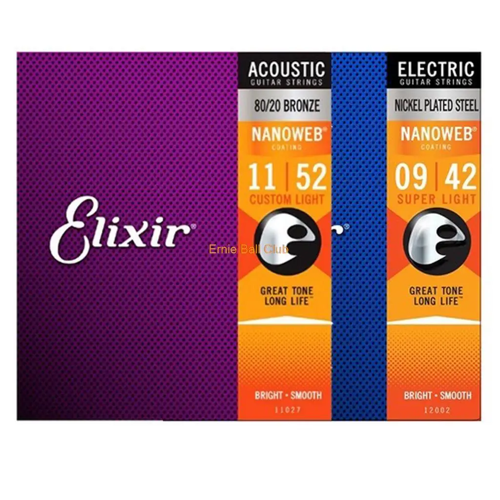 

Elixir Nanoweb Acoustic / Electric Full Set Guitar Strings 16027 11052 11002 11027 16002 16052 12002 12052