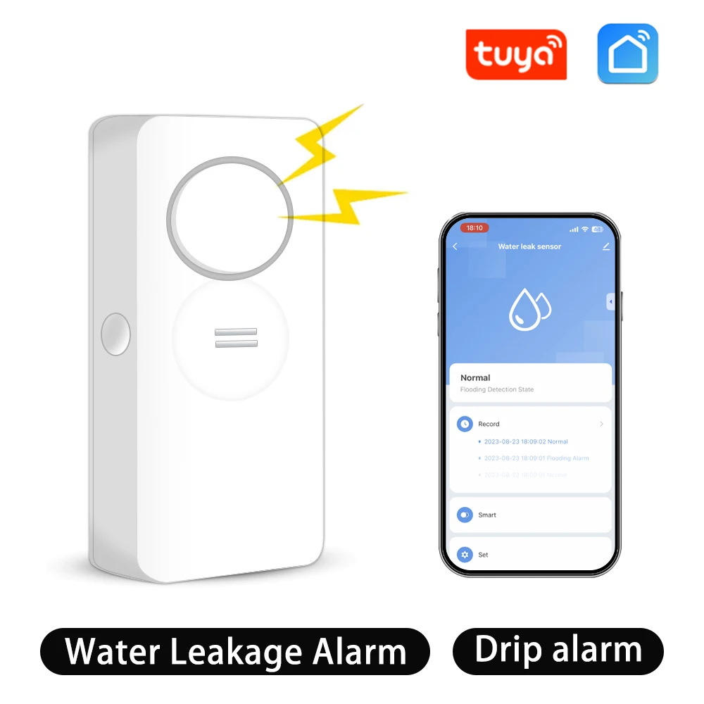 

WIFI water level detector Water leakage detector drip detector Water immersion sensor alarm with 90db large volume alarm should