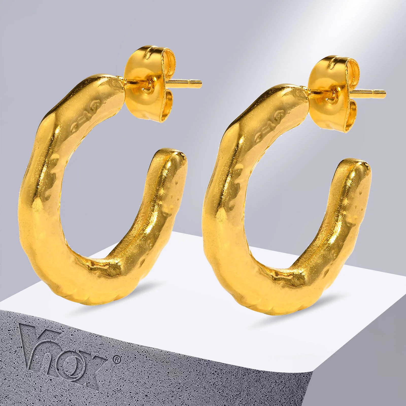 Vnox Chic Hammered Hoop Earrings for Women Young Girls Party Gifts Jewelry,Gold Color Stainless Steel boucle d'oreille femme 
Vnox Chic Hammered Hoop Earrings for Women Young Girls Party Gifts Jewelry,Gold Color Stainless Steel boucle d'oreille femme