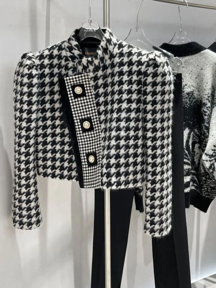 Winter French Vintage Small Fragrance Jacket For Women Houndstooth Short Coat Female Casual Plaid Outwear
Winter French Vintage Small Fragrance Jacket For Women Houndstooth Short Coat Female Casual Plaid Outwear