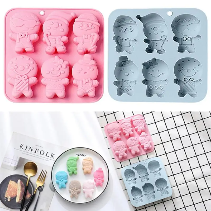 

2022 Christmas Series Mold Christmas Gingerbread Man Cake Mold Silicone Fondant Chocolate Candy Soap Moulds Baking Cake Tools