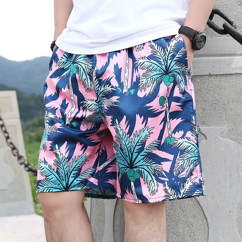 

Пляжные мужские брюки большого размера быстросохнущие свободные тонкие пятиконечные мужские шорты спортивные повседневные модные штаны с цветами