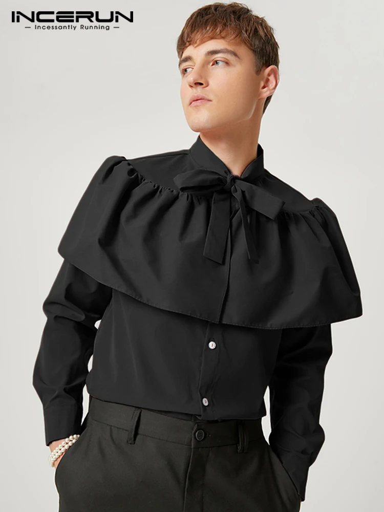INCERUN Men Casual Shirt Solid 2022 Lapel Long Sleeve Ruffle Loose Tie Lace Up Fashion Shirts Streetwear Elegant Camisas S-5XL 7
INCERUN Men Casual Shirt Solid 2022 Lapel Long Sleeve Ruffle Loose Tie Lace Up Fashion Shirts Streetwear Elegant Camisas S-5XL 7