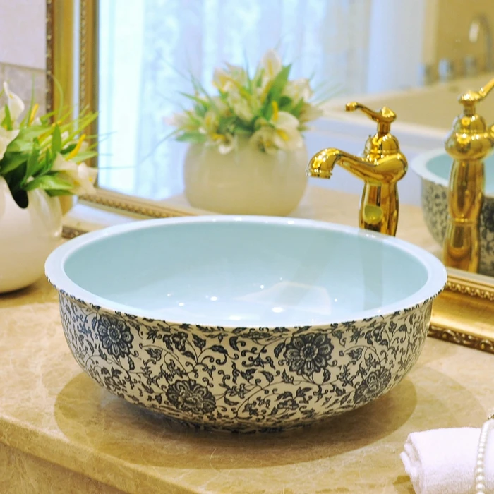 

Rectangular Bathroom Lavabo Ceramic Counter Top Wash Basin Cloakroom Hand Painted Vessel Sink rectangular wash basin