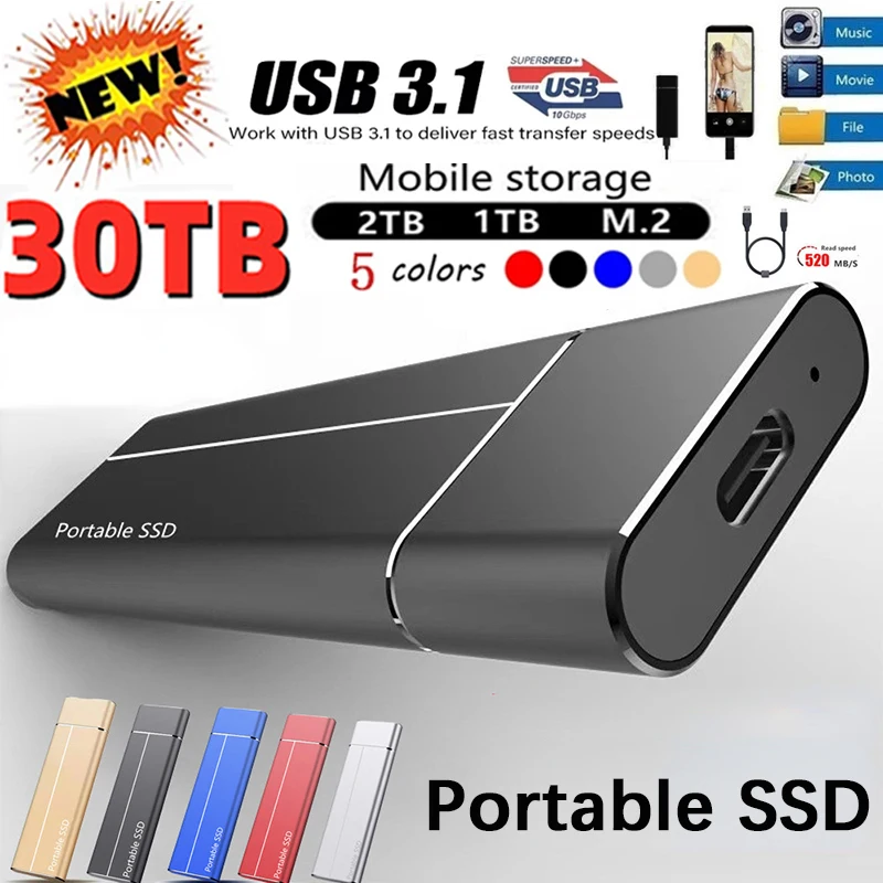 Original High-speed SSD 500GB 1TB 2TB 4TB Portable SSD 8TB External Solid State Hard Drive USB3.0 16TB Hard Disks Mobile Drive
Original High-speed SSD 500GB 1TB 2TB 4TB Portable SSD 8TB External Solid State Hard Drive USB3.0 16TB Hard Disks Mobile Drive