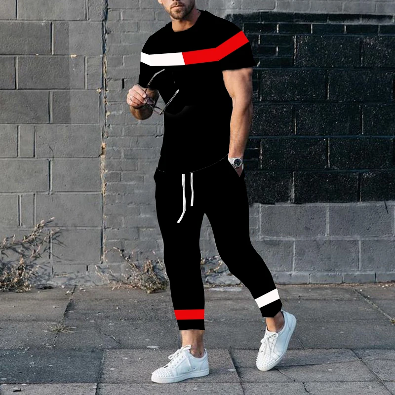 Men's Tracksuit Sportswear 2-piece Sports Suit Men Summer3D Printed T-shirt Set Fashion Trousers Striped Geometric Printed Shirt
Men's Tracksuit Sportswear 2-piece Sports Suit Men Summer3D Printed T-shirt Set Fashion Trousers Striped Geometric Printed Shirt