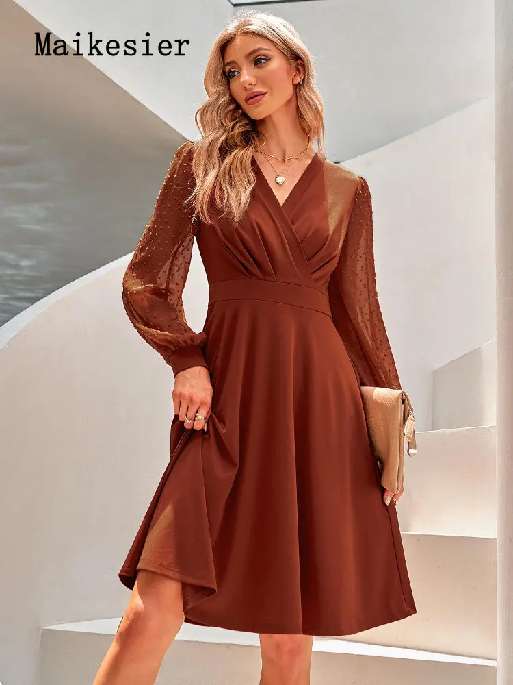 Spring Summer 2023 New Solid V-neck High-waisted Elegant Commuter Women's Dress Women Clothing New In Dresses Casual Retro Top
Spring Summer 2023 New Solid V-neck High-waisted Elegant Commuter Women's Dress Women Clothing New In Dresses Casual Retro Top