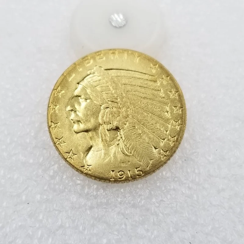 American 1915 5 Dollars Brass Gold-plated Commemorative Collectible Coin Gift Lucky Challenge Coin 
American 1915 5 Dollars Brass Gold-plated Commemorative Collectible Coin Gift Lucky Challenge Coin