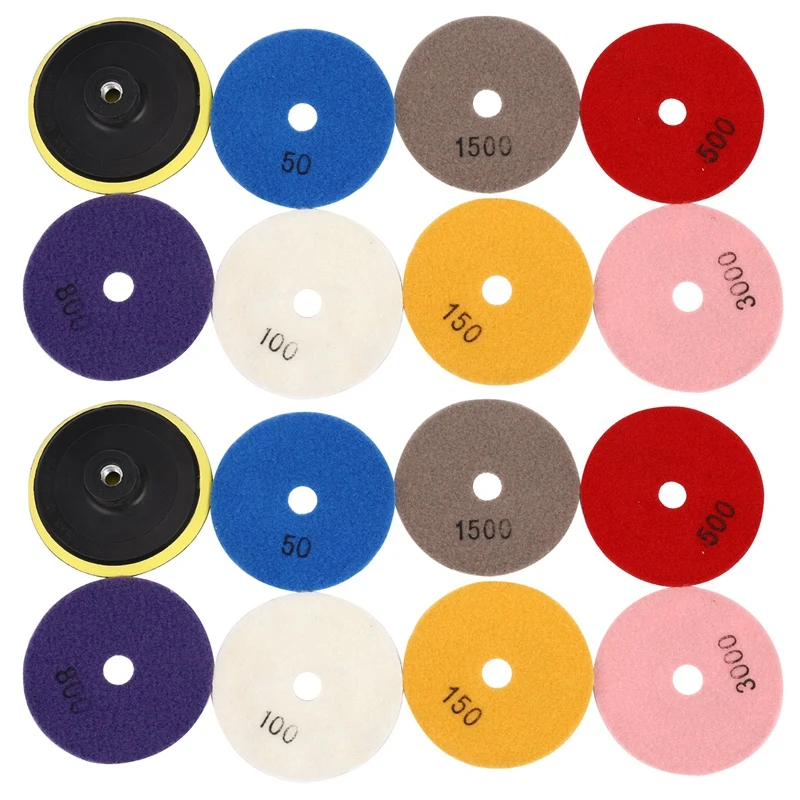 16Pcs Diamond Polishing Pads 4 Inch Wet/Dry Set For Granite Stone Concrete Marble
16Pcs Diamond Polishing Pads 4 Inch Wet/Dry Set For Granite Stone Concrete Marble