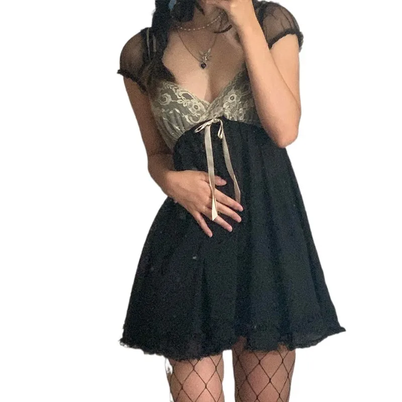 Vestido Casual Patchwork Lace Sexy Y2K Chiffon Dresses Women Square Collar Elegant Clothes Ruffles Short a Line Dress Clothes
Vestido Casual Patchwork Lace Sexy Y2K Chiffon Dresses Women Square Collar Elegant Clothes Ruffles Short a Line Dress Clothes