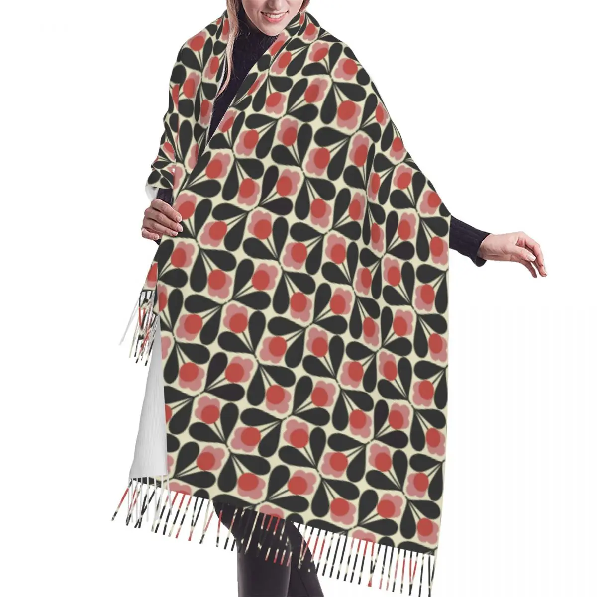 

Шарф с принтом на заказ, фуксия, цветок Orla Kiely, женский и мужской зимний теплый модный универсальный женский шарфы шаль палантин