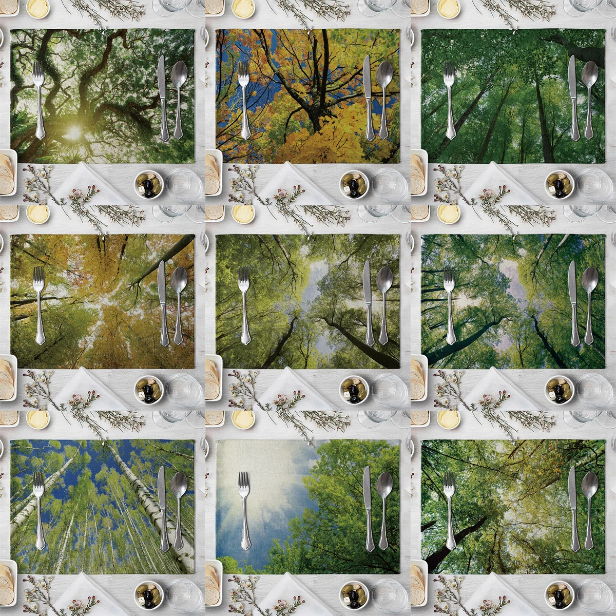 ZHENHE Forest and Green Trees in Summer Placemat Cotton Linen Fabric Table Mats Family Dinner Tableware Kitchen Table Mat
ZHENHE Forest and Green Trees in Summer Placemat Cotton Linen Fabric Table Mats Family Dinner Tableware Kitchen Table Mat