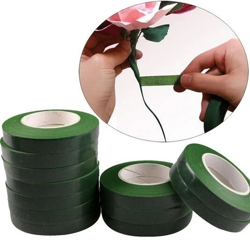 

Самоклеящаяся зеленая бумажная лента, пленка для прививки, цветочный стебель для венков, поделок «сделай сам», искусственный Шелковый цветок, 1 рулон, 30 м
