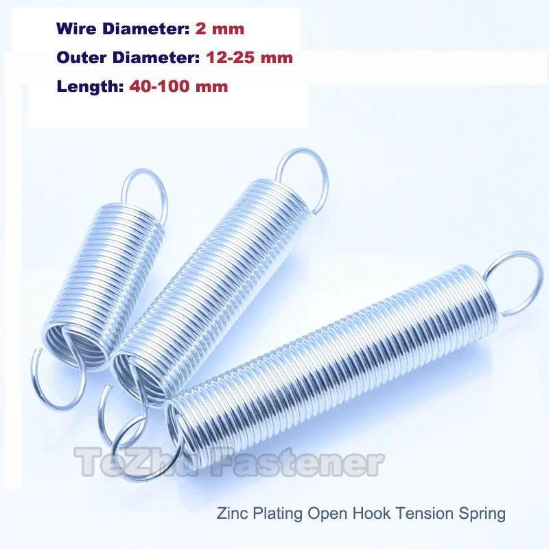 1/3/5Pcs Open Hook Tension Spring Wire Dia 2mm Pullback Torsion Extension Steel Spring Zinc Plating Length 40mm~100mm Industria
1/3/5Pcs Open Hook Tension Spring Wire Dia 2mm Pullback Torsion Extension Steel Spring Zinc Plating Length 40mm~100mm Industria