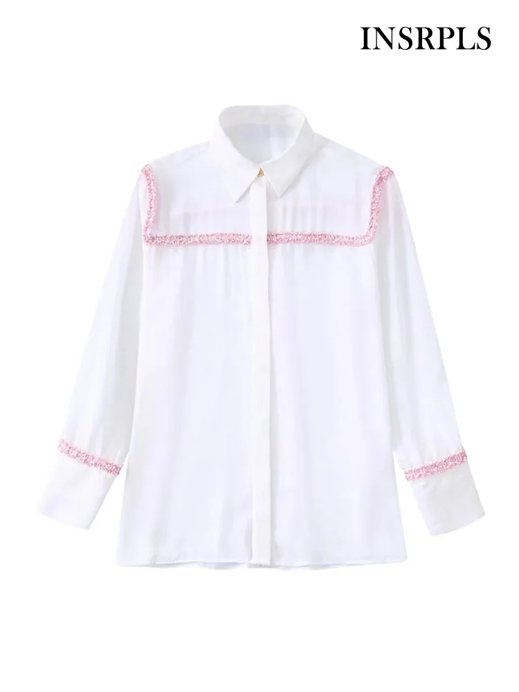 INSRPLS Women Fashion Contrast Tweed Piping Shirts Vintage Long Sleeve Front Buttons Female Blouses Blusas Chic Tops
INSRPLS Women Fashion Contrast Tweed Piping Shirts Vintage Long Sleeve Front Buttons Female Blouses Blusas Chic Tops