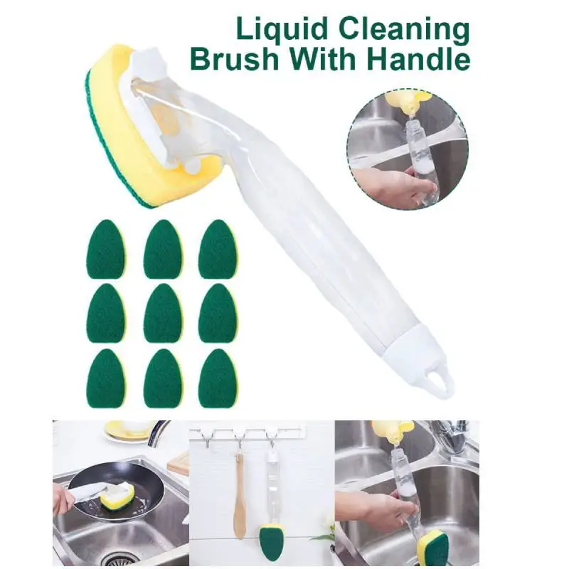 Kitchen Handle Cleaning Brush With Replacement Dishwashing Sponge Head Soap Dispensing Dish Cleaning Brush Home Cleaning Tool
Kitchen Handle Cleaning Brush With Replacement Dishwashing Sponge Head Soap Dispensing Dish Cleaning Brush Home Cleaning Tool