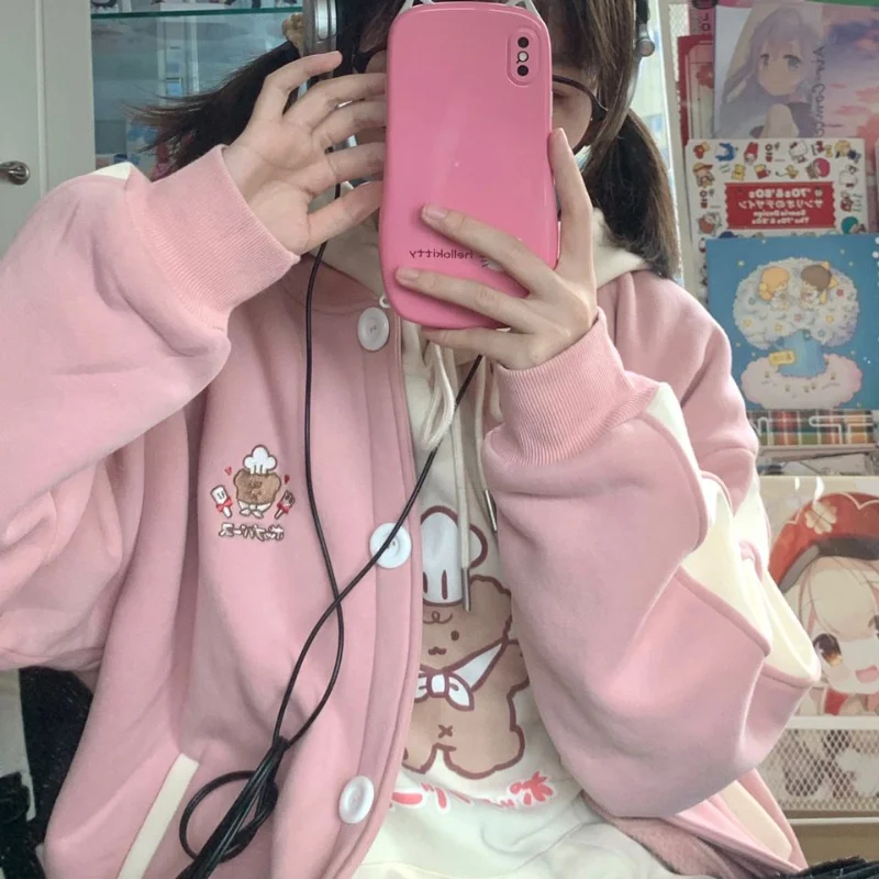 Deeptown Baseball Jacket Kawaii Harajuku Japanese Preppy Oversized Button Jacket Cardigan Sweet Coat Pink Clothes Korean Fashion
Deeptown Baseball Jacket Kawaii Harajuku Japanese Preppy Oversized Button Jacket Cardigan Sweet Coat Pink Clothes Korean Fashion