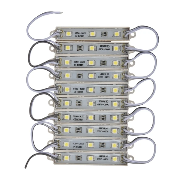 1*10 шт. 5050 SMD 3 светодиодный, водонепроницаемый модуль, 12 В постоянного тока, холодный белый свет
1*10 шт. 5050 SMD 3 светодиодный, водонепроницаемый модуль, 12 В постоянного тока, холодный белый свет