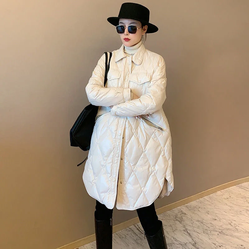 Women's Winter Light Down Jacket 2022 New Irregular Loose Shirt Collar Mid-length White Duck Down Jacket Women's Clothing
Women's Winter Light Down Jacket 2022 New Irregular Loose Shirt Collar Mid-length White Duck Down Jacket Women's Clothing